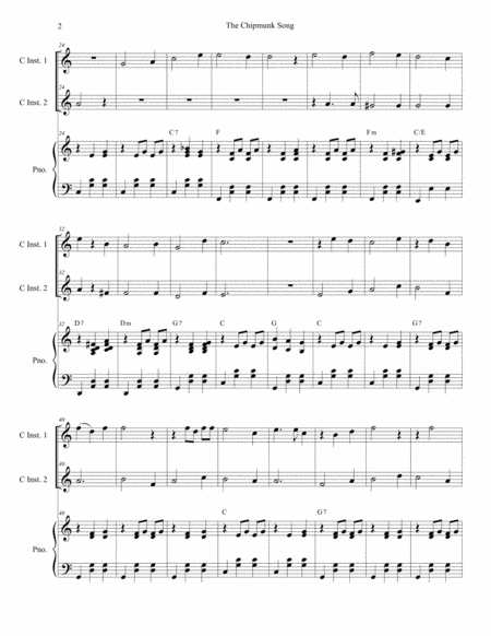 The Chipmunk Song Duet For C Instruments Page 2