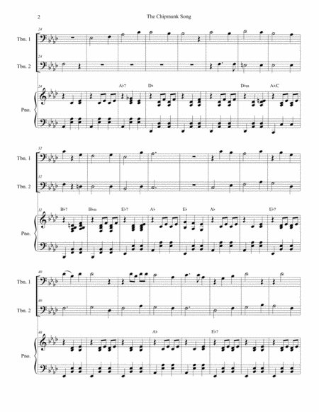 The Chipmunk Song Trombone Duet Page 2