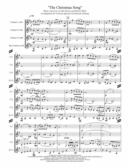 The Christmas Song Chestnuts Roasting On An Open Fire For Clarinet Quartet Page 2