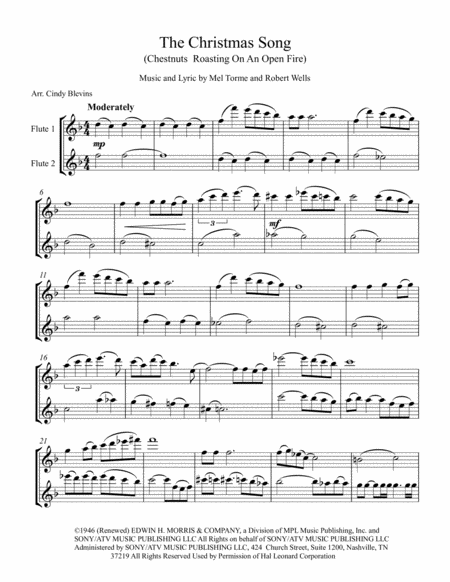 The Christmas Song Chestnuts Roasting On An Open Fire For Flute Duet Page 2