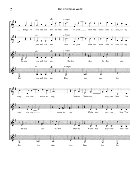 The Christmas Waltz Ssaa Female Quartet A Cappella Page 2