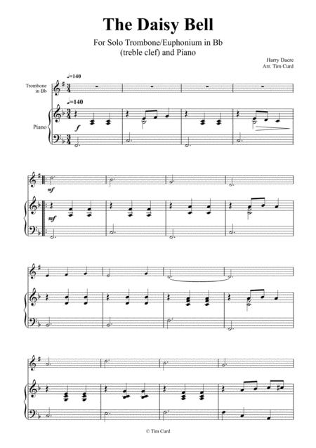 The Daisy Bell For Solo Trombone Euphonium In Bb Treble Clef And Piano Page 2