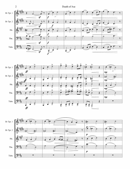 The Death Of Ase Brass Quintet Peer Gynt Suite No 1 Opus 46 Page 2