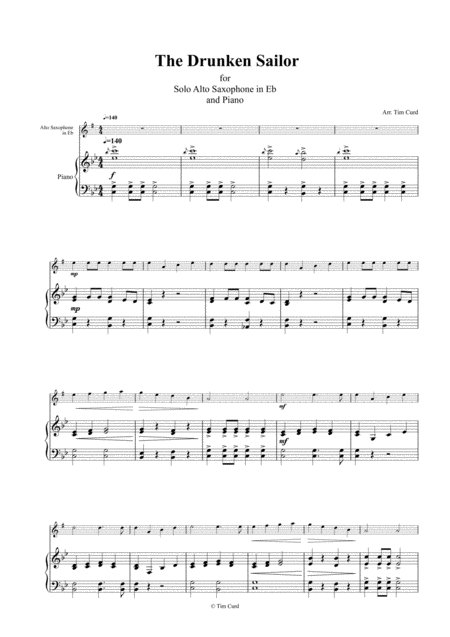 The Drunken Sailor For Solo Alto Saxophone And Piano Page 2