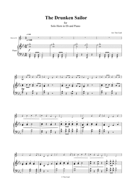 The Drunken Sailor For Solo Horn In Eb And Piano Page 2