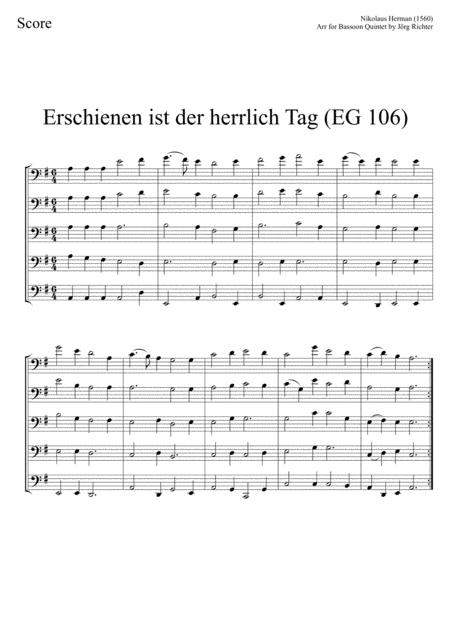 The Easter Hymn Erschienen Ist Der Herrlich Tag For Bassoon Quintet Page 2