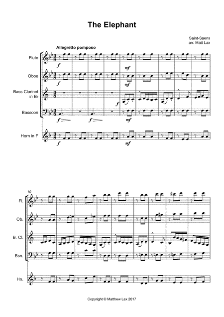 The Elephant From The Carnival Of The Animals Wind Quintet Page 2