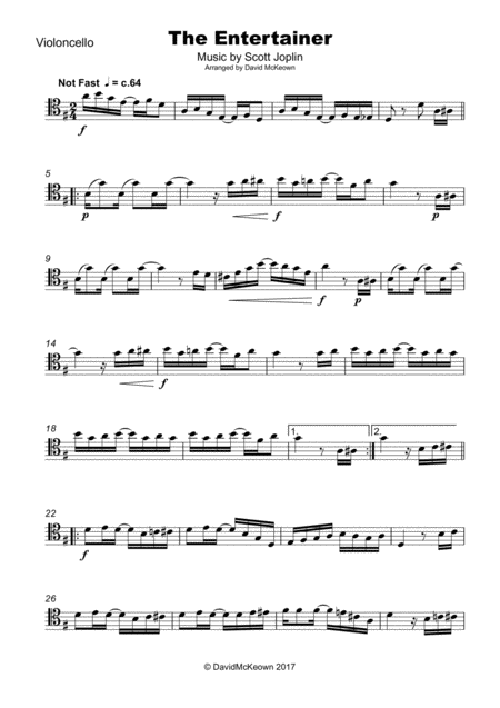 The Entertainer By Scott Joplin For Cello And Piano Page 2