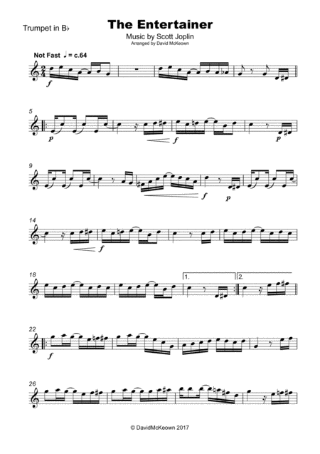 The Entertainer By Scott Joplin For Trumpet And Piano Page 2