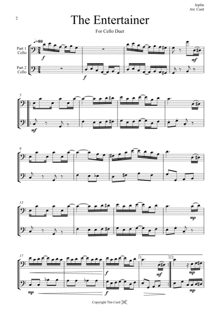 The Entertainer Cello Duet Page 2