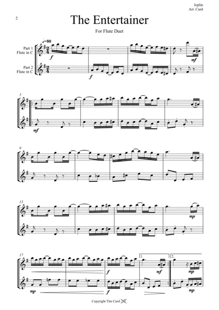 The Entertainer Flute Duet Page 2