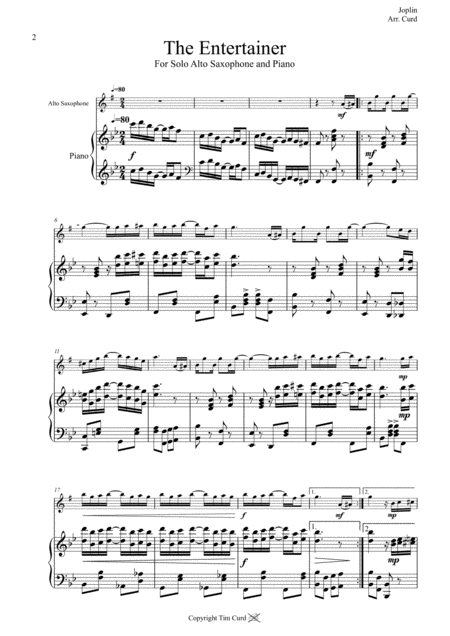 The Entertainer For Solo Alto Saxophone And Piano Page 2