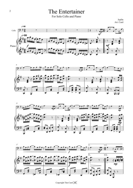 The Entertainer For Solo Cello And Piano Page 2