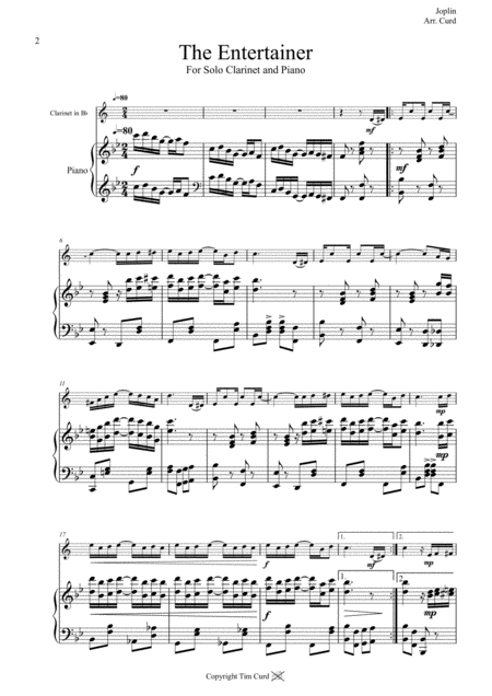 The Entertainer For Solo Clarinet In Bb And Piano Page 2