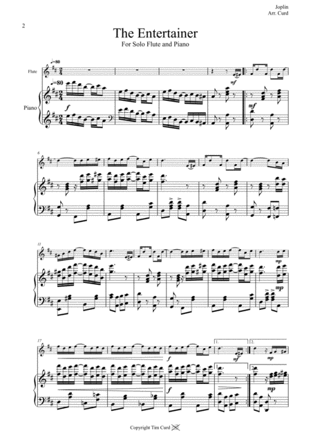 The Entertainer For Solo Flute And Piano Page 2