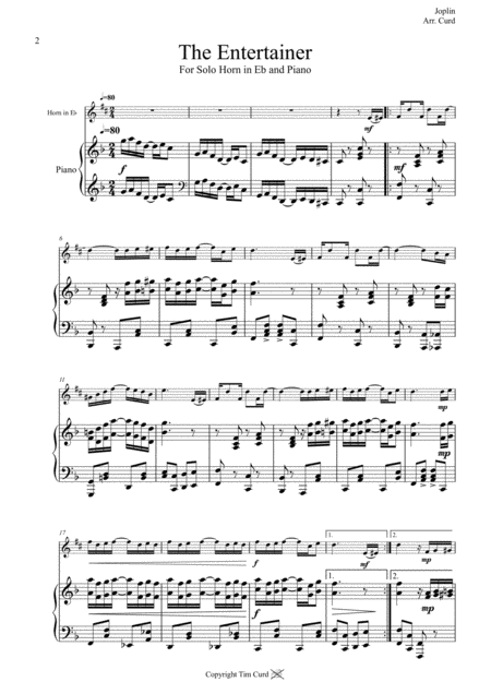 The Entertainer For Solo Horn In Eb And Piano Page 2