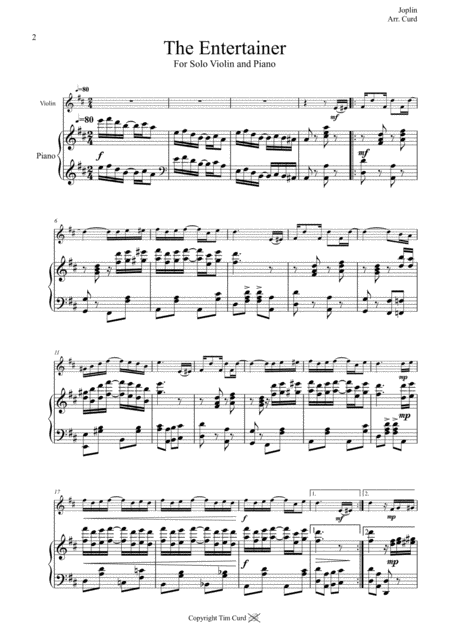 The Entertainer For Solo Violin And Piano Page 2