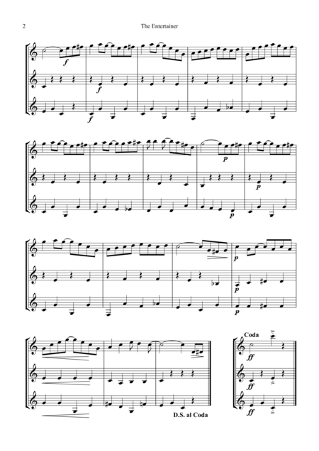 The Entertainer Ragtime Easy Abridged For Clarinet Trio C Major Page 2