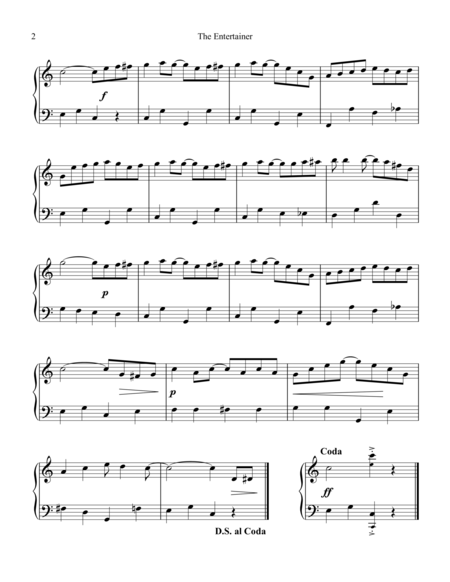 The Entertainer Ragtime Easy Abridged For Piano Solo Two Versions Page 2