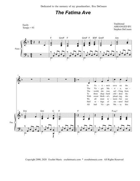 The Fatima Ave For Unison Choir Page 2