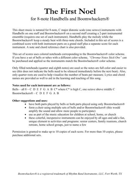 The First Noel For 8 Note Bells And Boomwhackers With Color Coded Notes Page 2