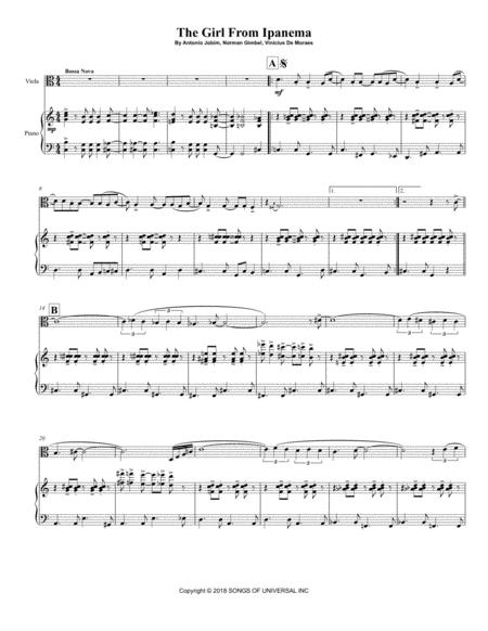 The Girl From Ipanema For Solo Viola Piano Page 2