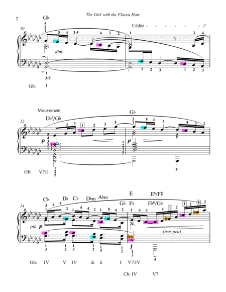 The Girl With The Flaxen Hair With Piano Fingering Page 2