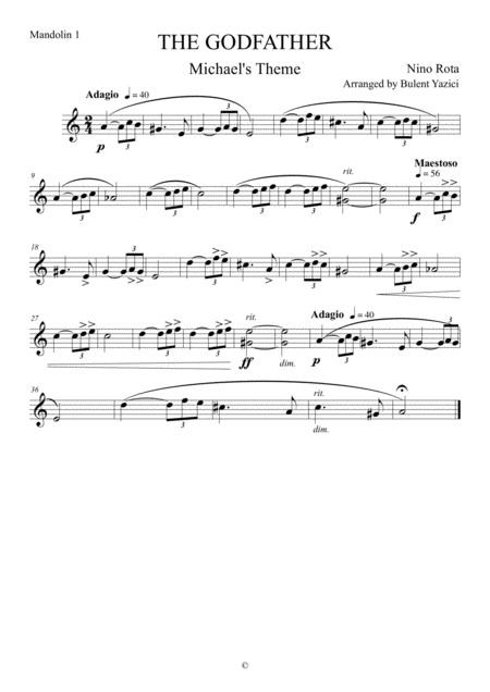 The Godfather Michaels Theme For Mandolin Ensemble Page 2