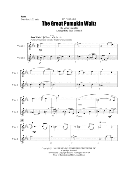 The Great Pumpkin Waltz For Violin Duet Page 2