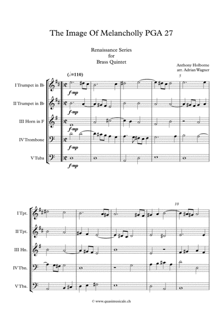 The Image Of Melancholly Pga 27 Anthony Holborne Brass Quintet Arr Adrian Wagner Page 2