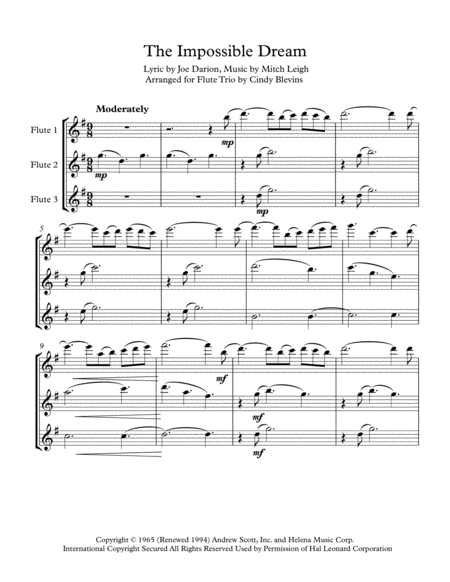 The Impossible Dream Arranged For Flute Trio Page 2