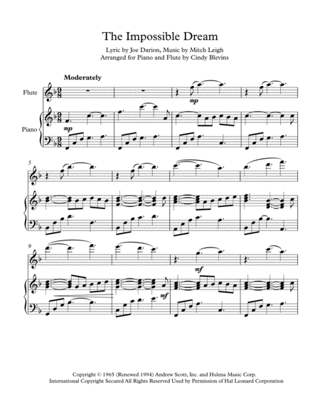 The Impossible Dream Arranged For Piano And Flute Page 2