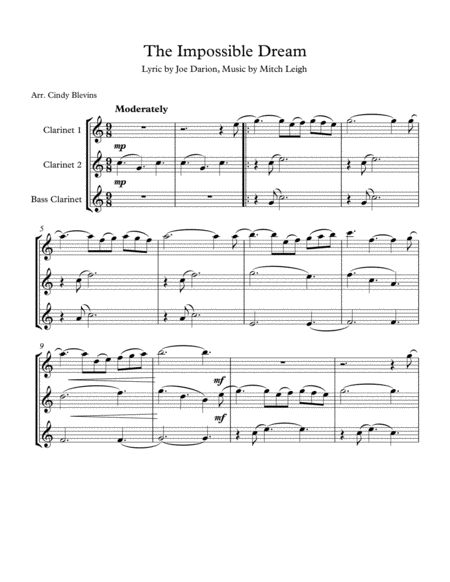 The Impossible Dream For Two Clarinets And Bass Clarinet Page 2