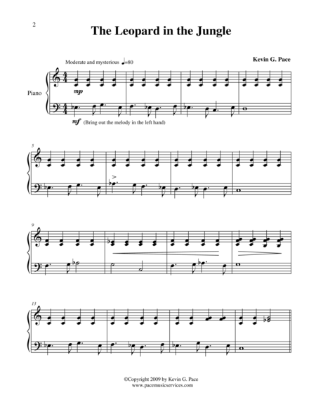 The Leopard In The Jungle Beginning Piano Solo Page 2