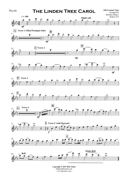 The Linden Tree Carol Concert Band Score And Parts With Optional String Parts Pdf Page 2