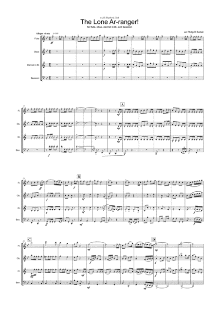 The Lone Ar Ranger Woodwind Quartet Score Page 2