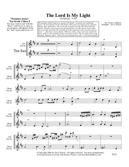 The Lord Is My Light Arrangements Level 3 5 For Tenor Sax Written Acc Hymn Page 2
