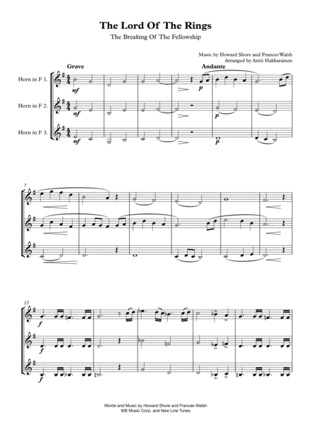 The Lord Of The Rings The Breaking Of The Fellowship Horn Trio Page 2