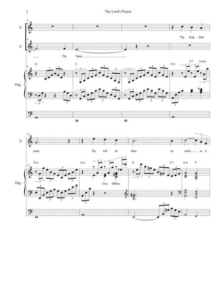 The Lords Prayer For 2 Part Choir Sa Medium Low Key Organ Page 2