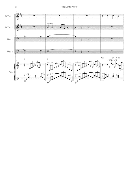 The Lords Prayer For Brass Quartet And Piano Alternate Version Page 2