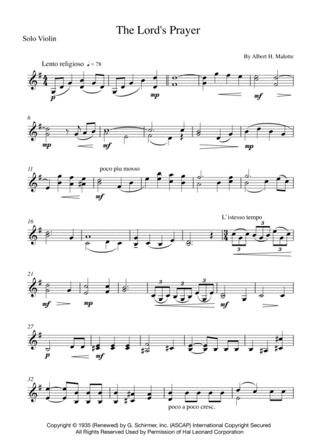 The Lords Prayer Violin Solo For Solo Violin Page 2