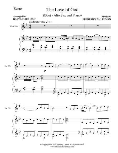The Love Of God Duet Alto Sax And Piano Score And Parts Page 2