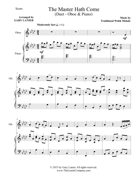 The Master Hath Come Duet Oboe And Piano Score And Parts Page 2