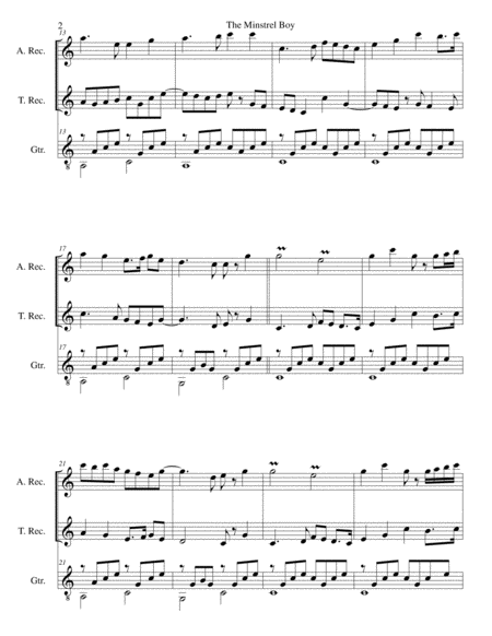 The Minstrel Boy The Moreen For Alto Recorder Tenor Recorder And Guitar Page 2