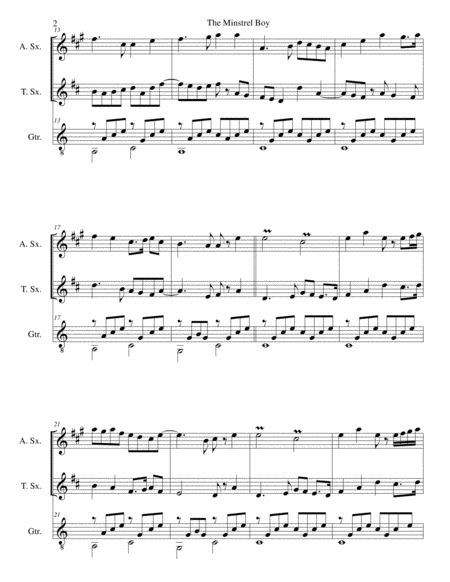 The Minstrel Boy The Moreen For Alto Saxophone Tenor Saxophone And Guitar Page 2