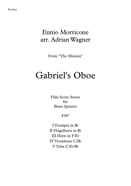 The Mission Gabriels Oboe Ennio Morricone Brass Quintet Arr Adrian Wagner Page 2