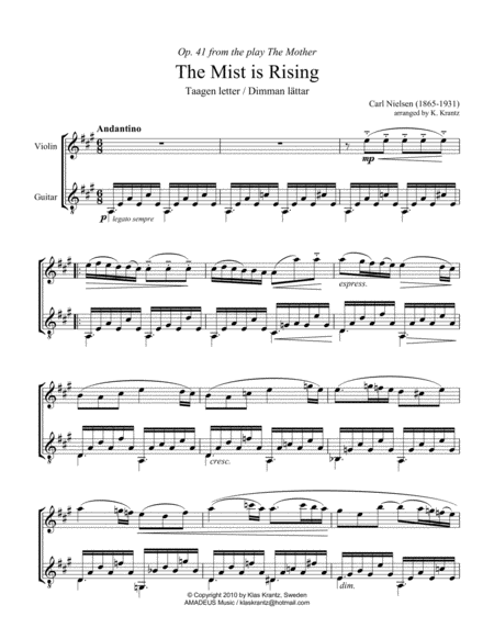 The Mist Is Rising Taagen Letter Op 41 For Violin And Guitar Page 2