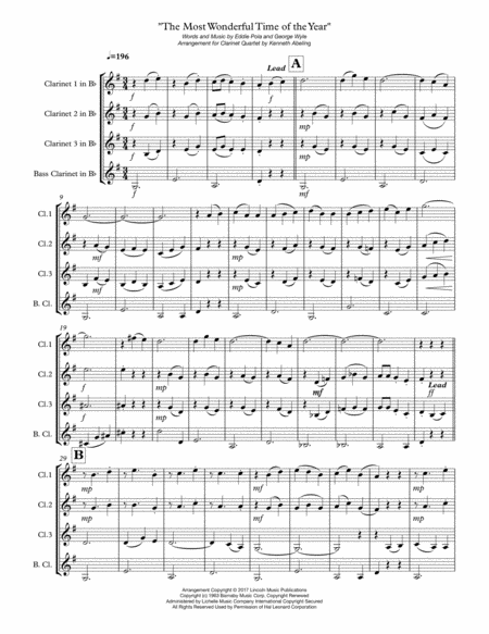 The Most Wonderful Time Of The Year For Clarinet Quartet Page 2
