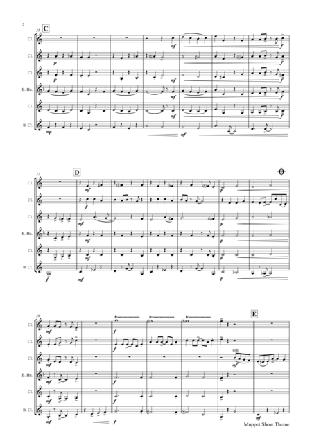 The Muppet Show Theme Clarinet Quintet Page 2