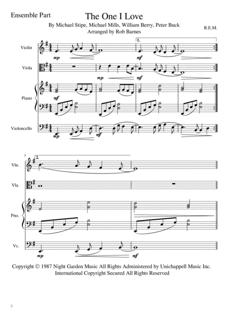 The One I Love R E M For Piano Quartet Page 2